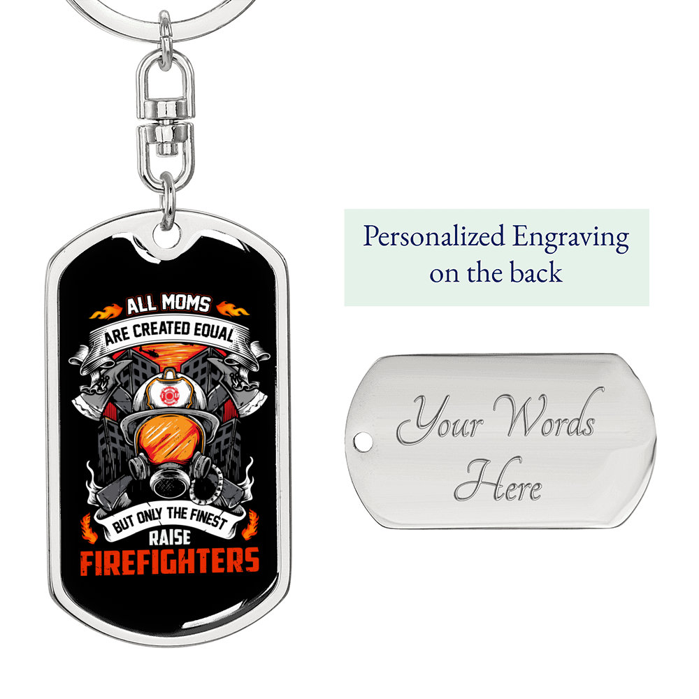 The Finest Are Firefighters Keychain Stainless Steel or 18k Gold Dog Tag Keyring-Express Your Love Gifts