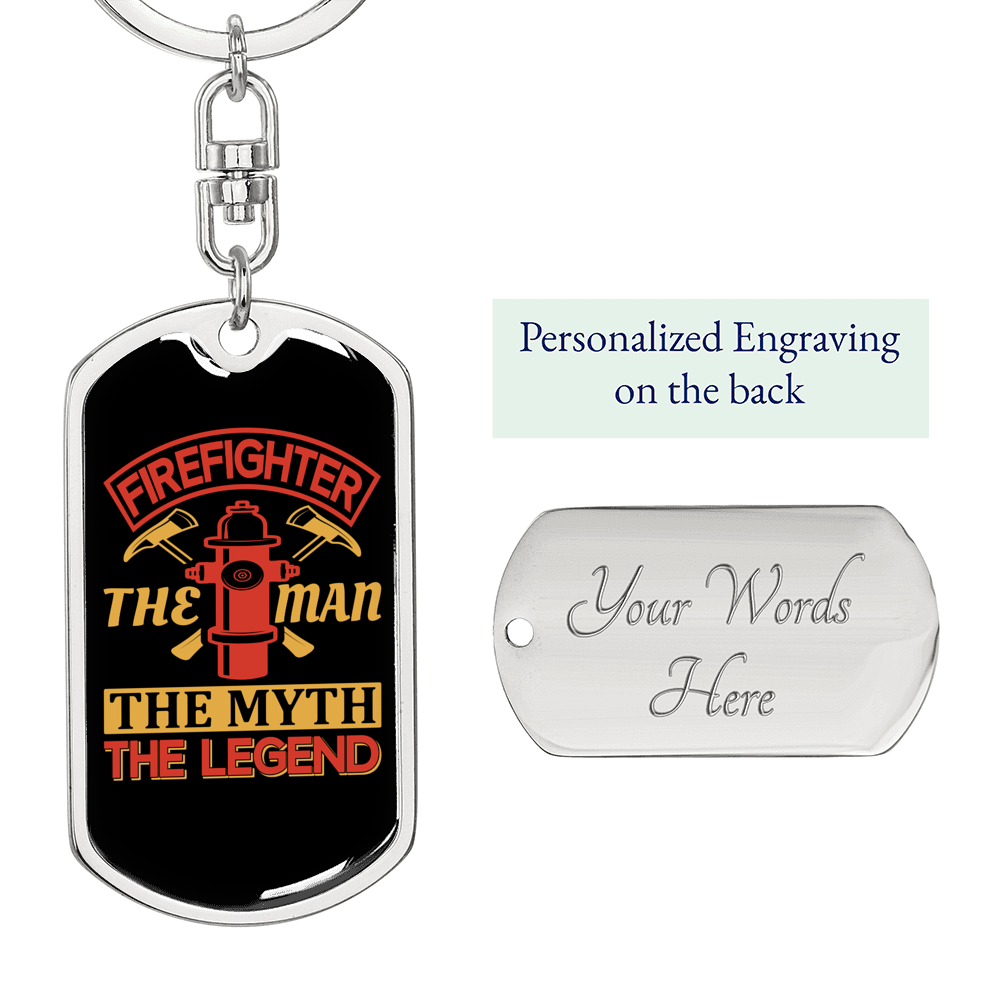 The Legend The Man Keychain Stainless Steel or 18k Gold Dog Tag Keyring-Express Your Love Gifts