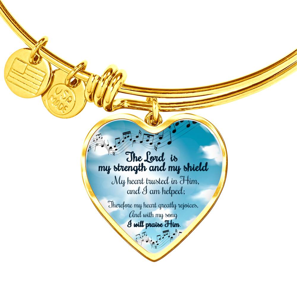 The Lord Is My Strength And My Shield Stainless Steel Heart Bracelet Bangle-Express Your Love Gifts