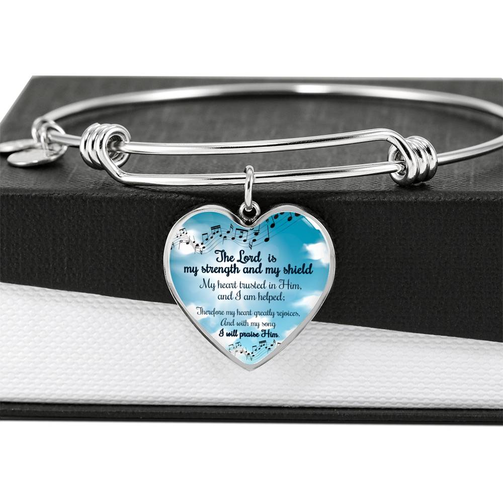 The Lord Is My Strength And My Shield Stainless Steel Heart Bracelet Bangle-Express Your Love Gifts