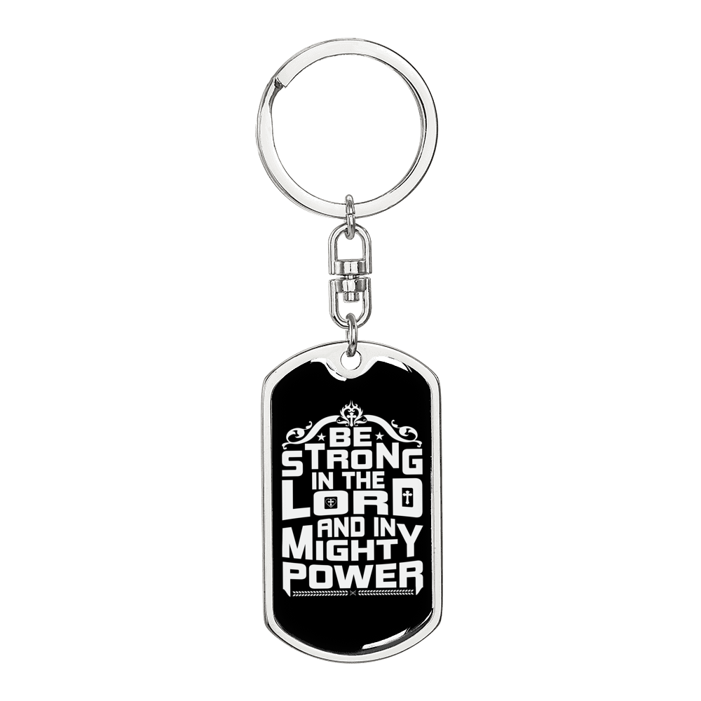 The Lord Mighty Power Keychain Stainless Steel or 18k Gold Dog Tag Keyring-Express Your Love Gifts