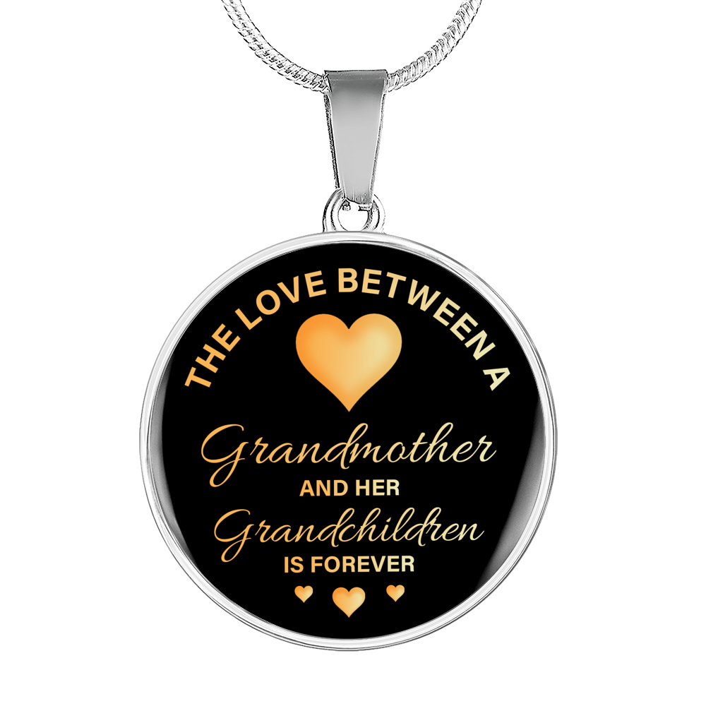 The Love Between A Grandmother Necklace Circle Pendant Stainless Steel or 18k Gold 18-22-Express Your Love Gifts