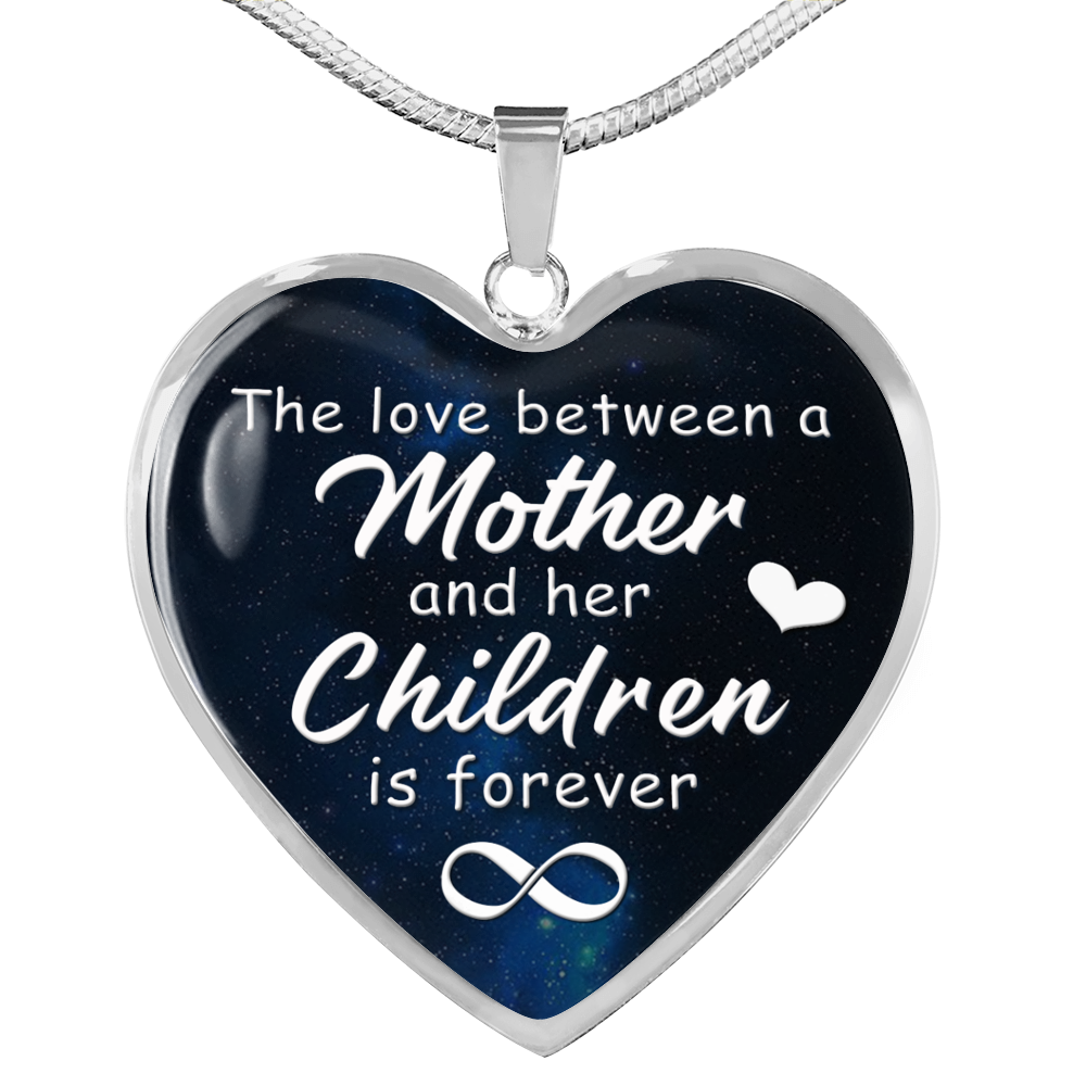 The Love Between Mother And Her Children Necklace Stainless Steel or 18k Gold Heart 18-22"-Express Your Love Gifts