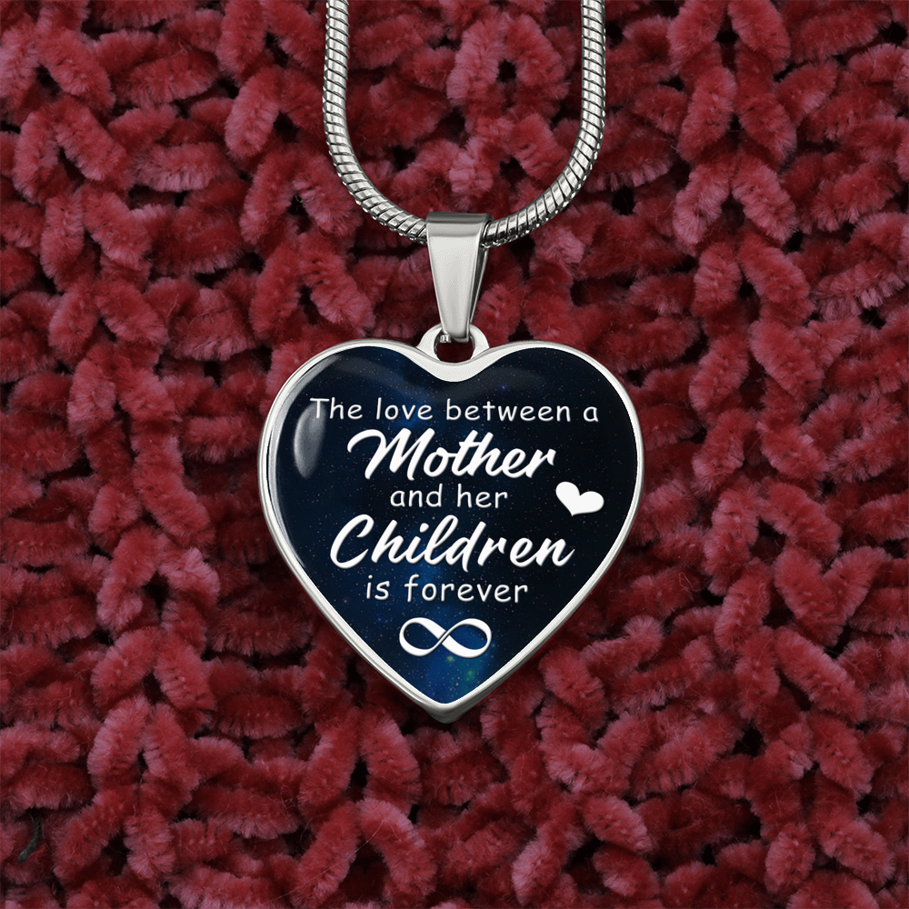 The Love Between Mother And Her Children Necklace Stainless Steel or 18k Gold Heart 18-22"-Express Your Love Gifts