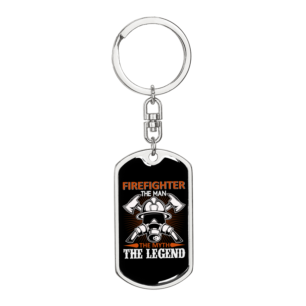 The Myth The Legend Keychain Stainless Steel or 18k Gold Dog Tag Keyring-Express Your Love Gifts