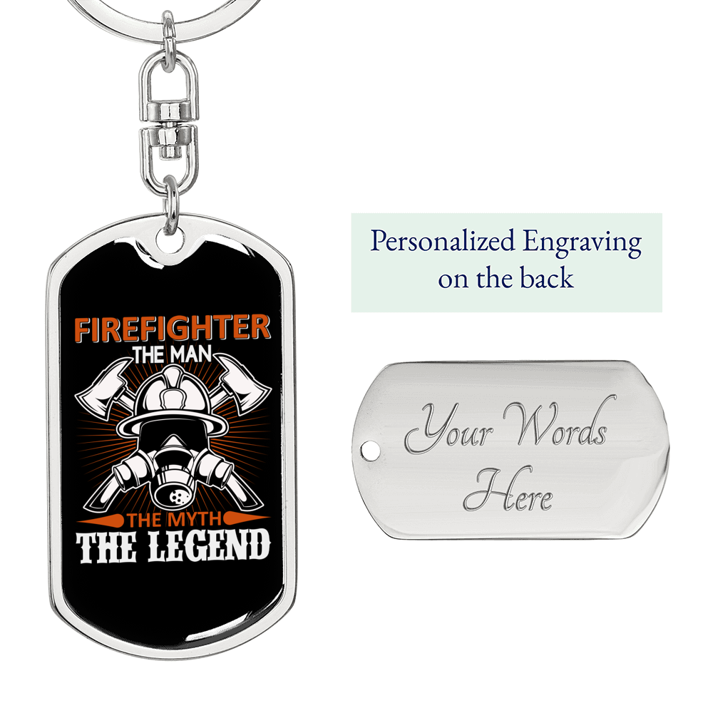 The Myth The Legend Keychain Stainless Steel or 18k Gold Dog Tag Keyring-Express Your Love Gifts