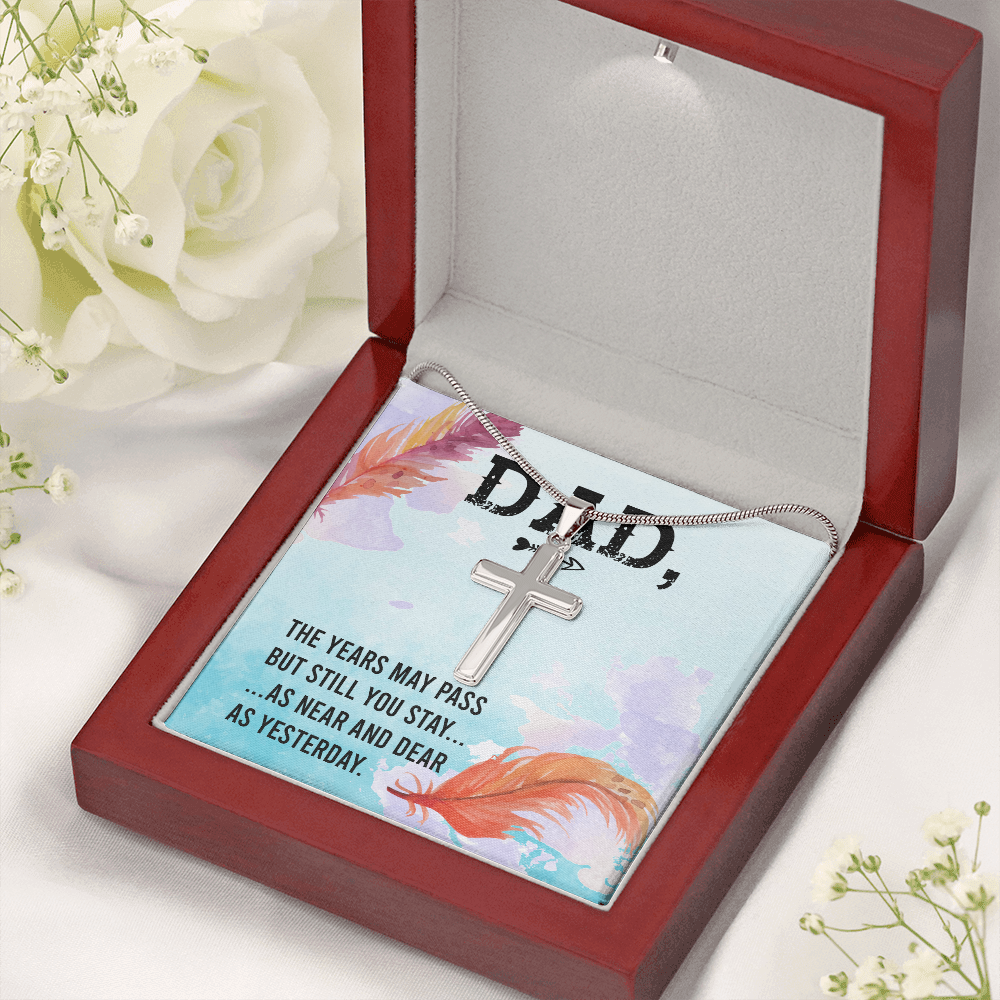 The Years May Pass Dad Memorial Gift Dad Memorial Cross Necklace Sympathy Gift Loss of Father Condolence Message Card-Express Your Love Gifts