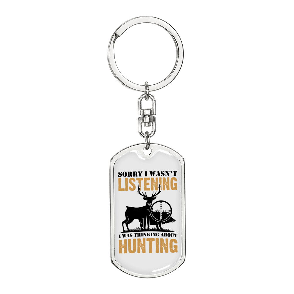 Thinking About Hunter'S Keychain Gift Stainless Steel or 18k Gold Dog Tag Keyring-Express Your Love Gifts