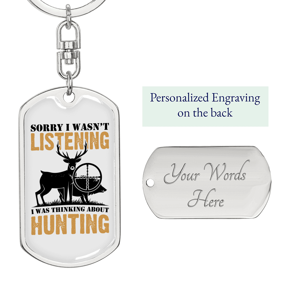 Thinking About Hunter'S Keychain Gift Stainless Steel or 18k Gold Dog Tag Keyring-Express Your Love Gifts