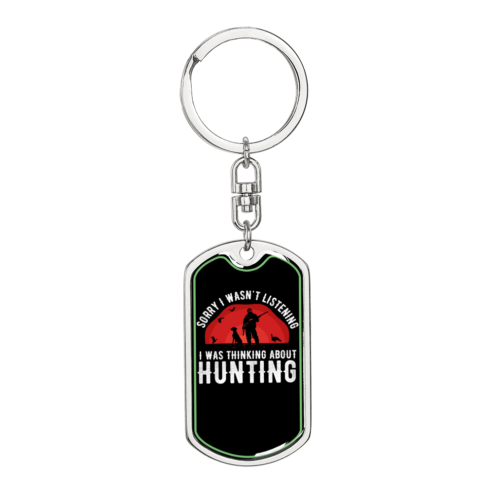 Thinking Hunter'S Keychain Gift Stainless Steel or 18k Gold Dog Tag Keyring-Express Your Love Gifts