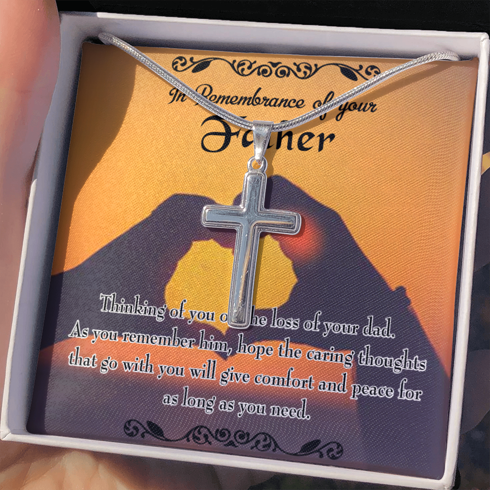 Thinking of You Dad Memorial Gift Dad Memorial Cross Necklace Sympathy Gift Loss of Father Condolence Message Card-Express Your Love Gifts