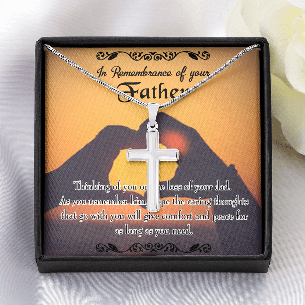 Thinking of You Dad Memorial Gift Dad Memorial Cross Necklace Sympathy Gift Loss of Father Condolence Message Card-Express Your Love Gifts