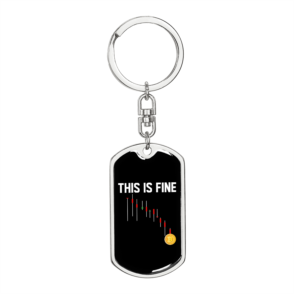 This is Fine Bitcoin Crypto Keychain Stainless Steel or 18k Gold Dog Tag Keyring-Express Your Love Gifts