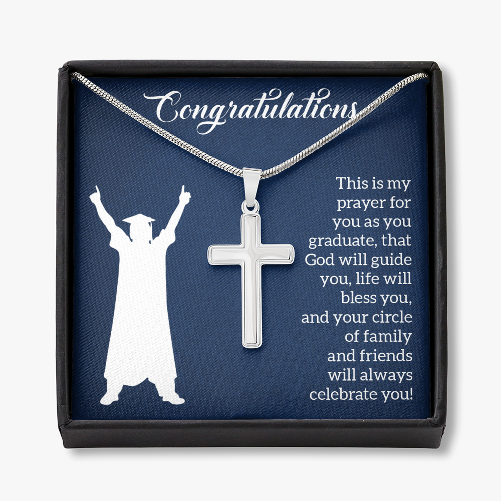 This Is My Prayer Graduation Message Cross Card Necklace w Stainless Steel Pendant-Express Your Love Gifts