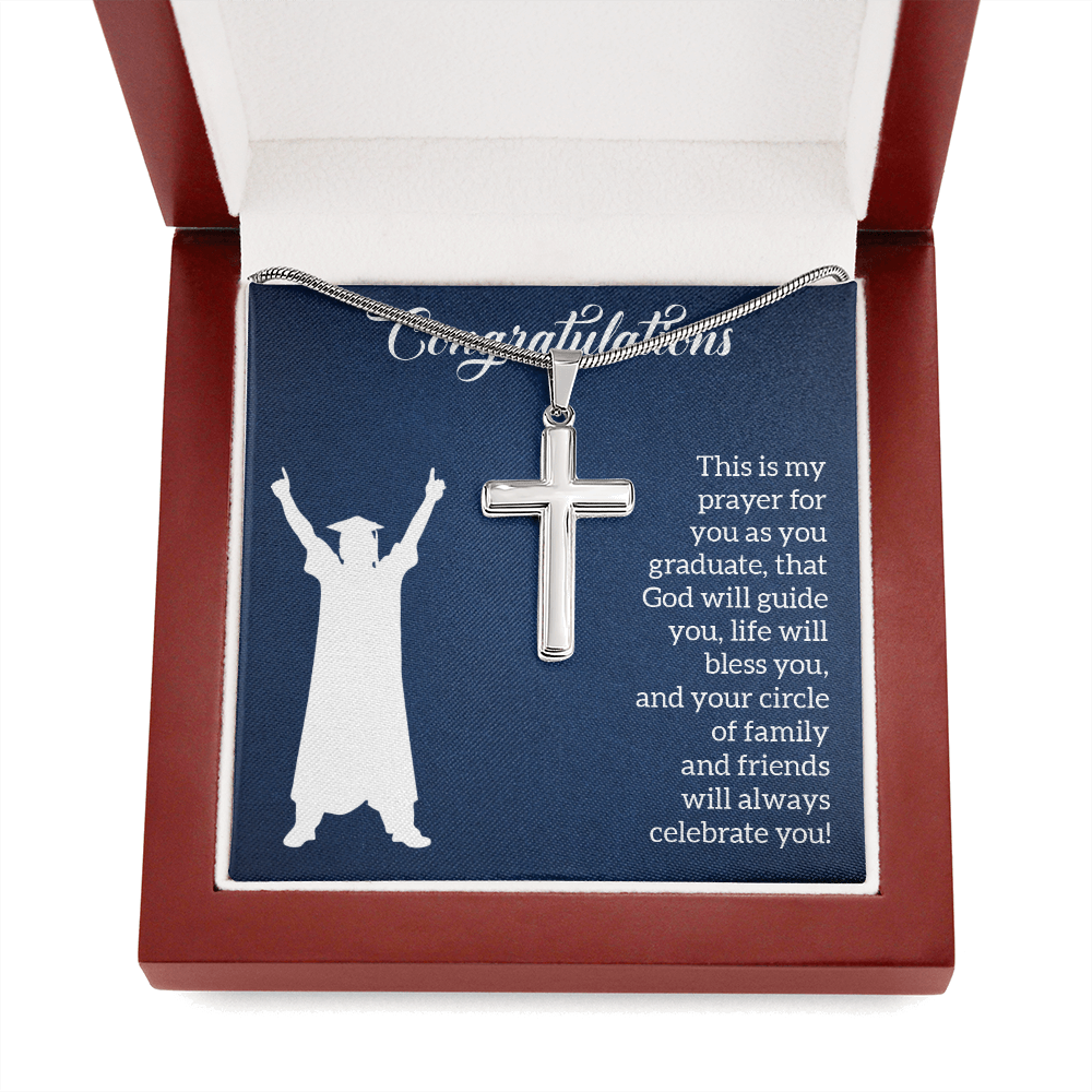 This Is My Prayer Graduation Message Cross Card Necklace w Stainless Steel Pendant-Express Your Love Gifts