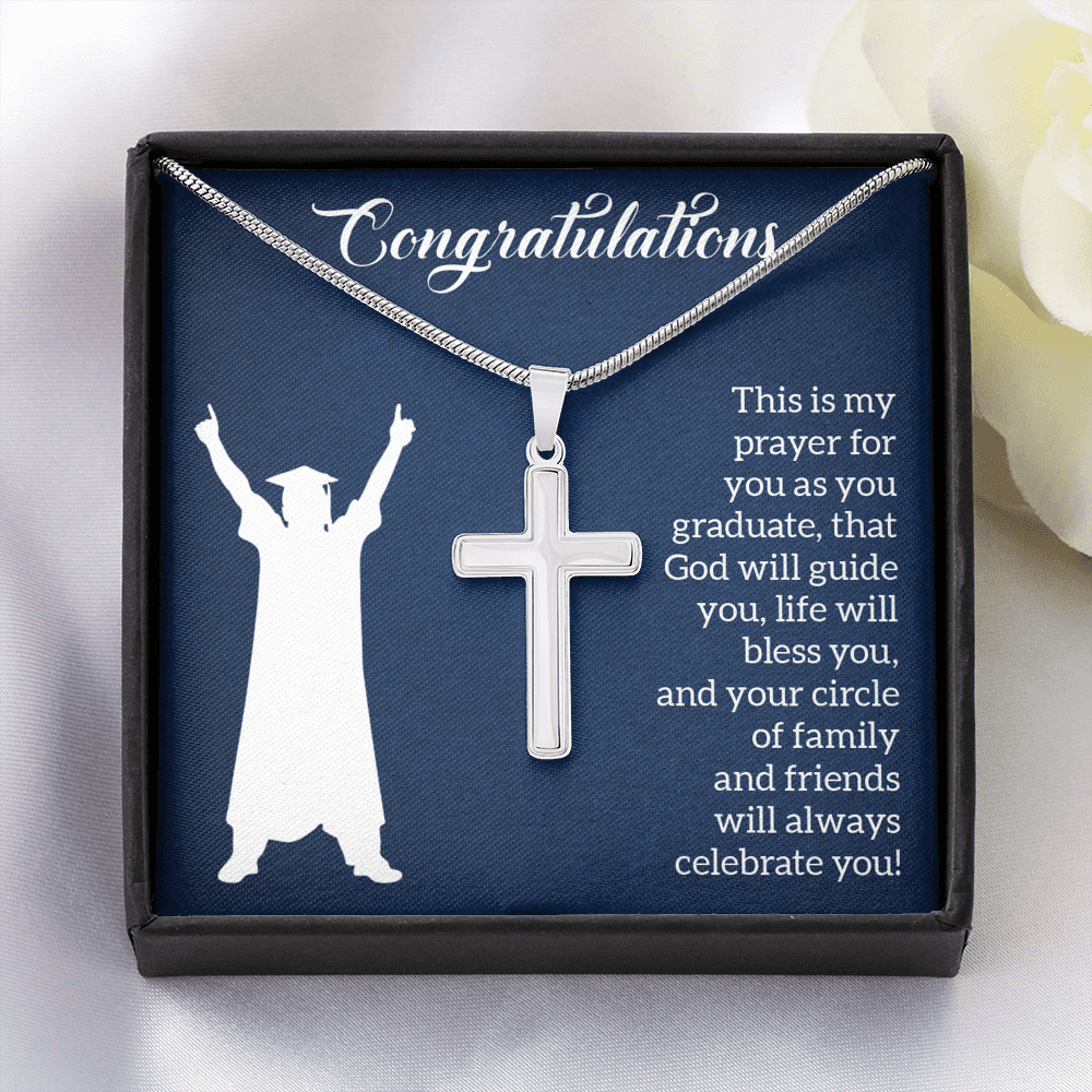 This Is My Prayer Graduation Message Cross Card Necklace w Stainless Steel Pendant-Express Your Love Gifts