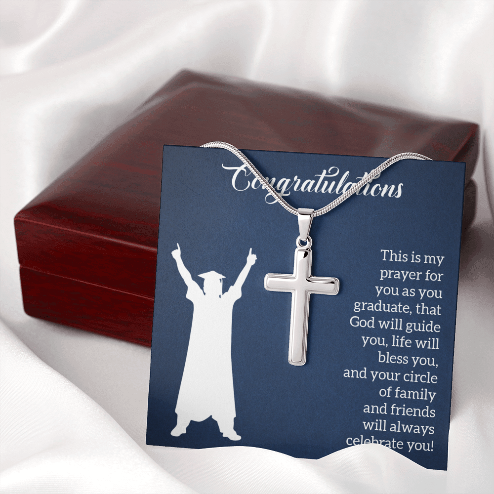 This Is My Prayer Graduation Message Cross Card Necklace w Stainless Steel Pendant-Express Your Love Gifts