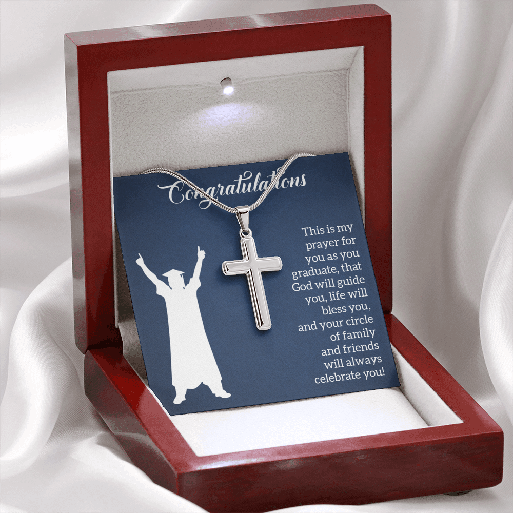 This Is My Prayer Graduation Message Cross Card Necklace w Stainless Steel Pendant-Express Your Love Gifts