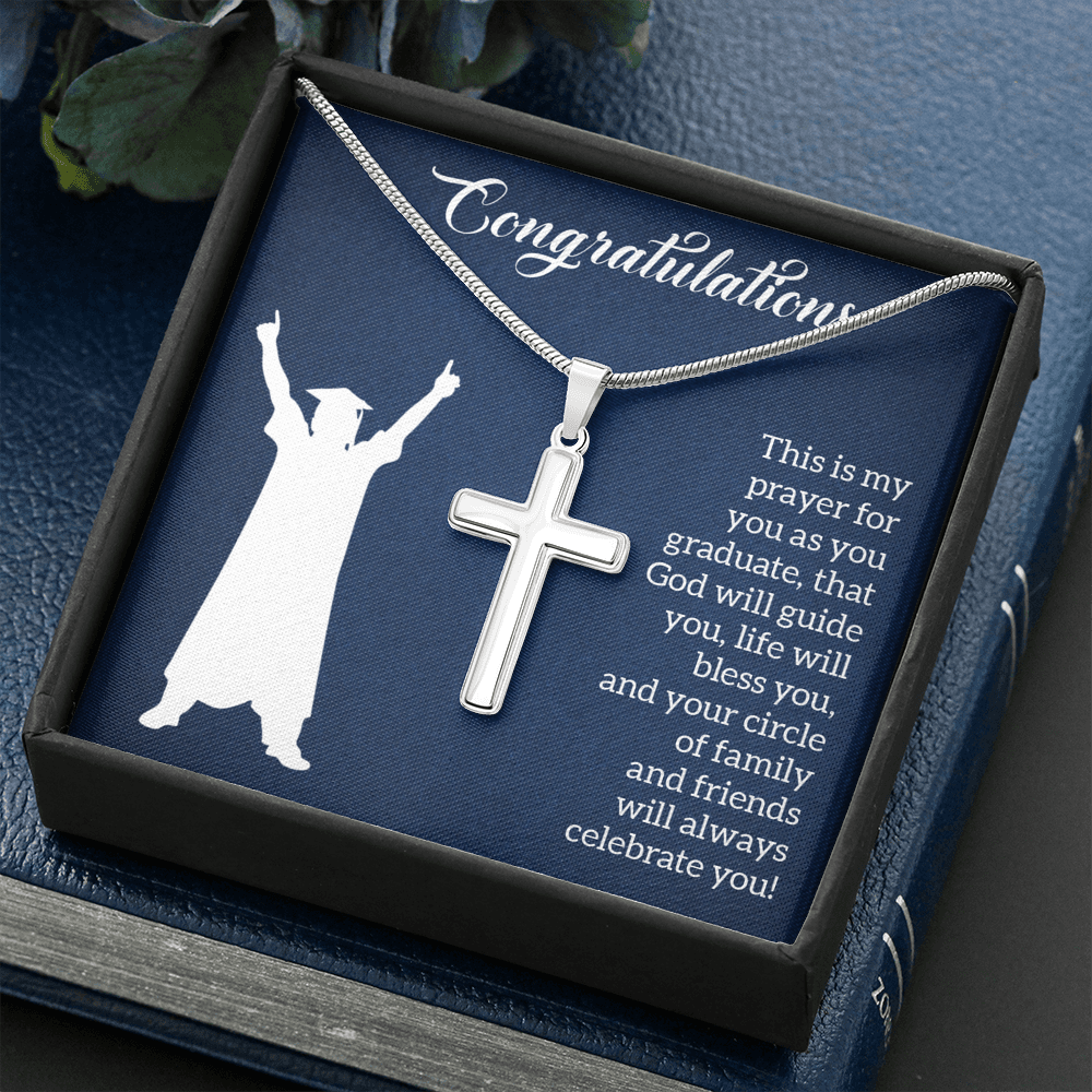 This Is My Prayer Graduation Message Cross Card Necklace w Stainless Steel Pendant-Express Your Love Gifts