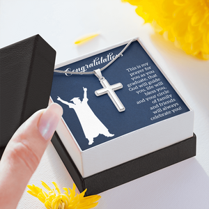 This Is My Prayer Graduation Message Cross Card Necklace w Stainless Steel Pendant-Express Your Love Gifts