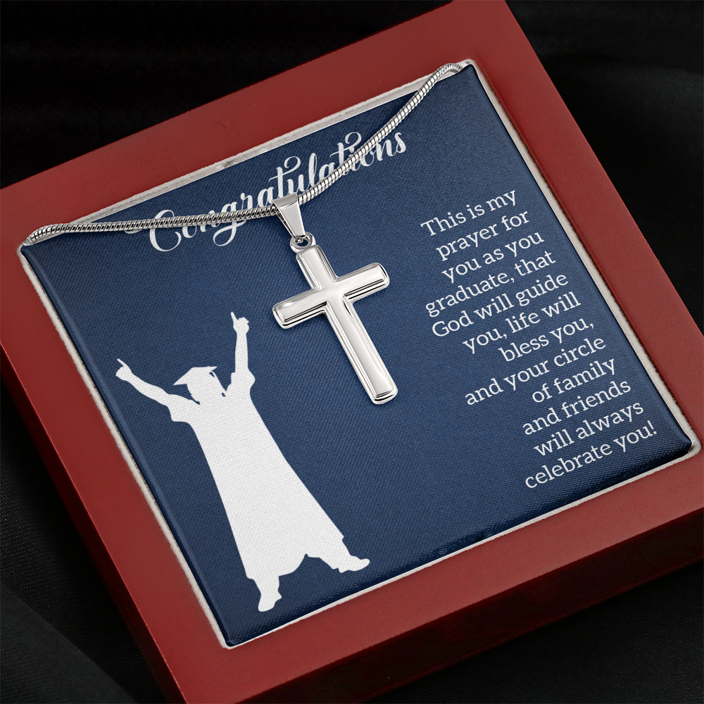 This Is My Prayer Graduation Message Cross Card Necklace w Stainless Steel Pendant-Express Your Love Gifts