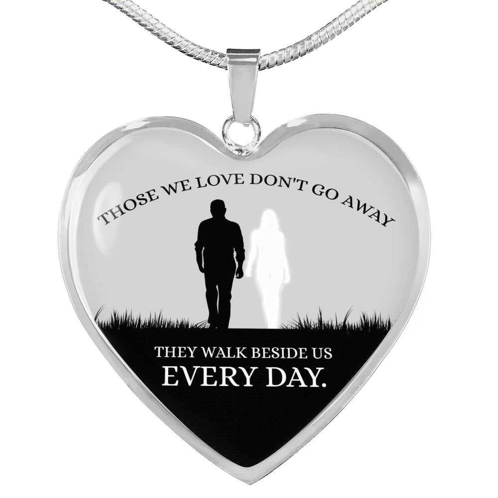 Those We Love Don'T Go Away Couple Necklace Stainless Steel or 18k Gold Heart Pendant 18-22"-Express Your Love Gifts