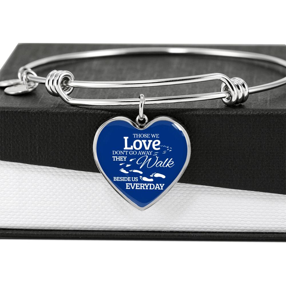 Those We Love Don't Go Away Footprints Stainless Steel Heart Bracelet Bangle-Express Your Love Gifts