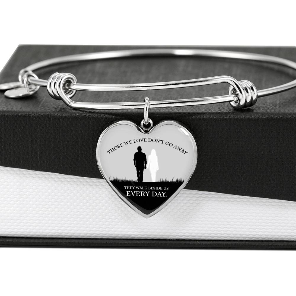 Those We Love Heart Bangle Stainless Steel or 18k Gold 18-22"-Express Your Love Gifts