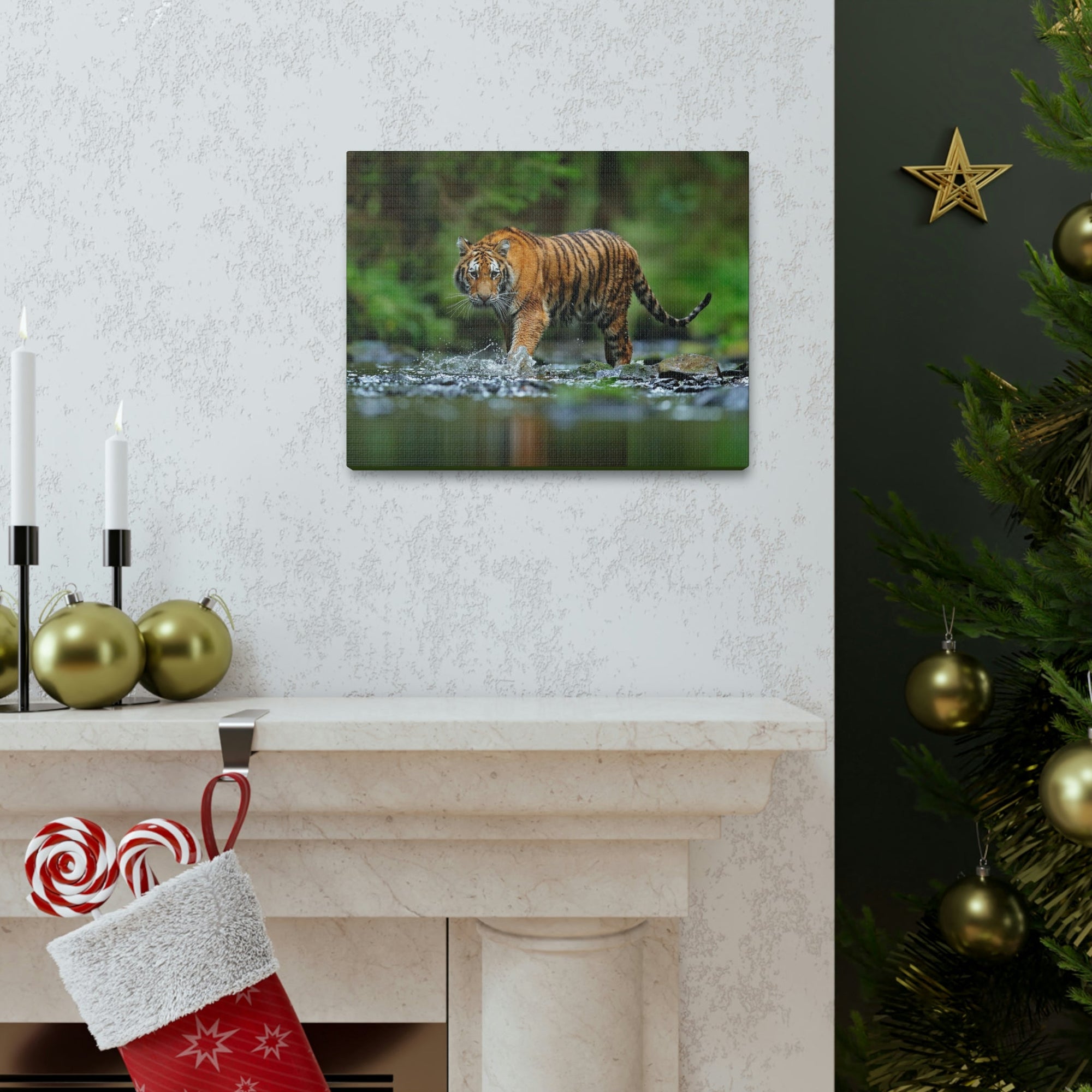 Scripture Walls Tiger Hunting Tiger on Hunt Print Animal Wall Art Wildlife Canvas Prints Wall Art Ready to Hang Unframed-Express Your Love Gifts