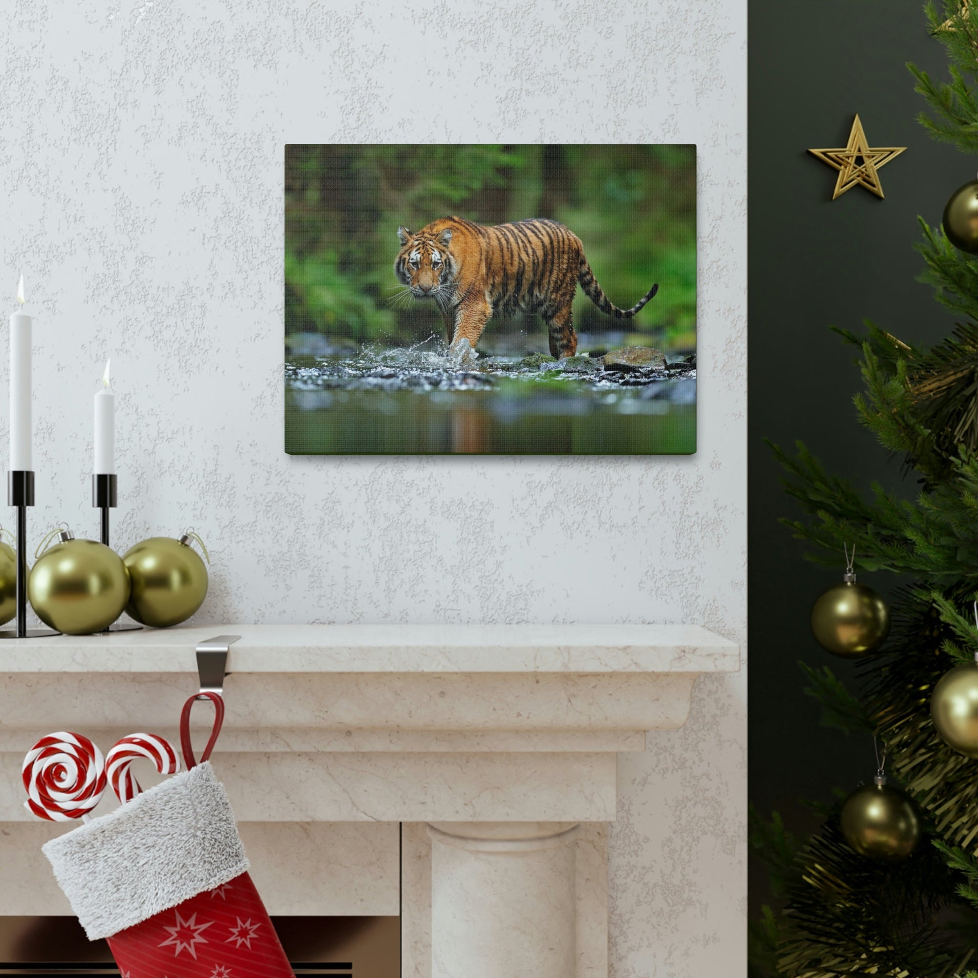 Scripture Walls Tiger Hunting Tiger on Hunt Print Animal Wall Art Wildlife Canvas Prints Wall Art Ready to Hang Unframed-Express Your Love Gifts