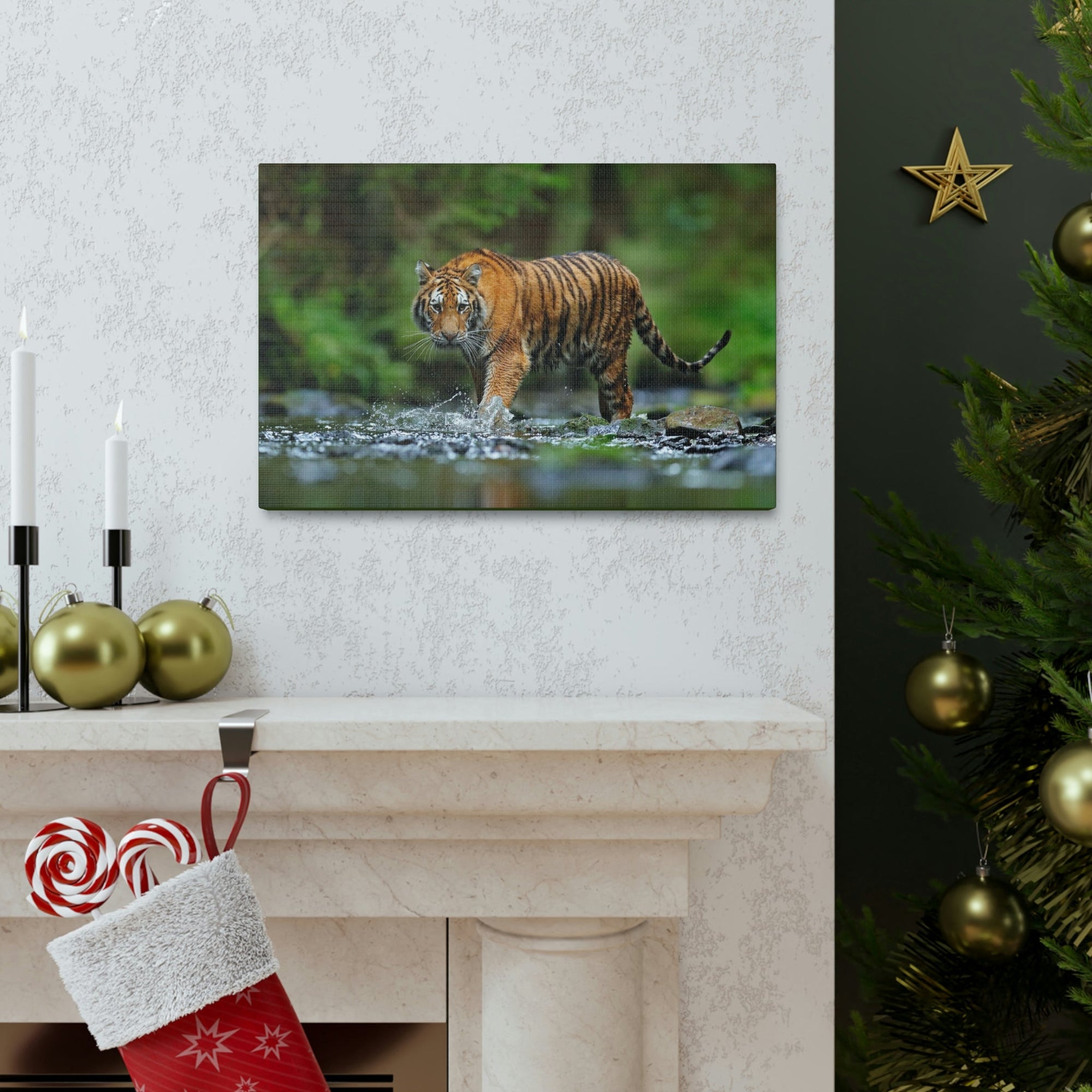 Scripture Walls Tiger Hunting Tiger on Hunt Print Animal Wall Art Wildlife Canvas Prints Wall Art Ready to Hang Unframed-Express Your Love Gifts