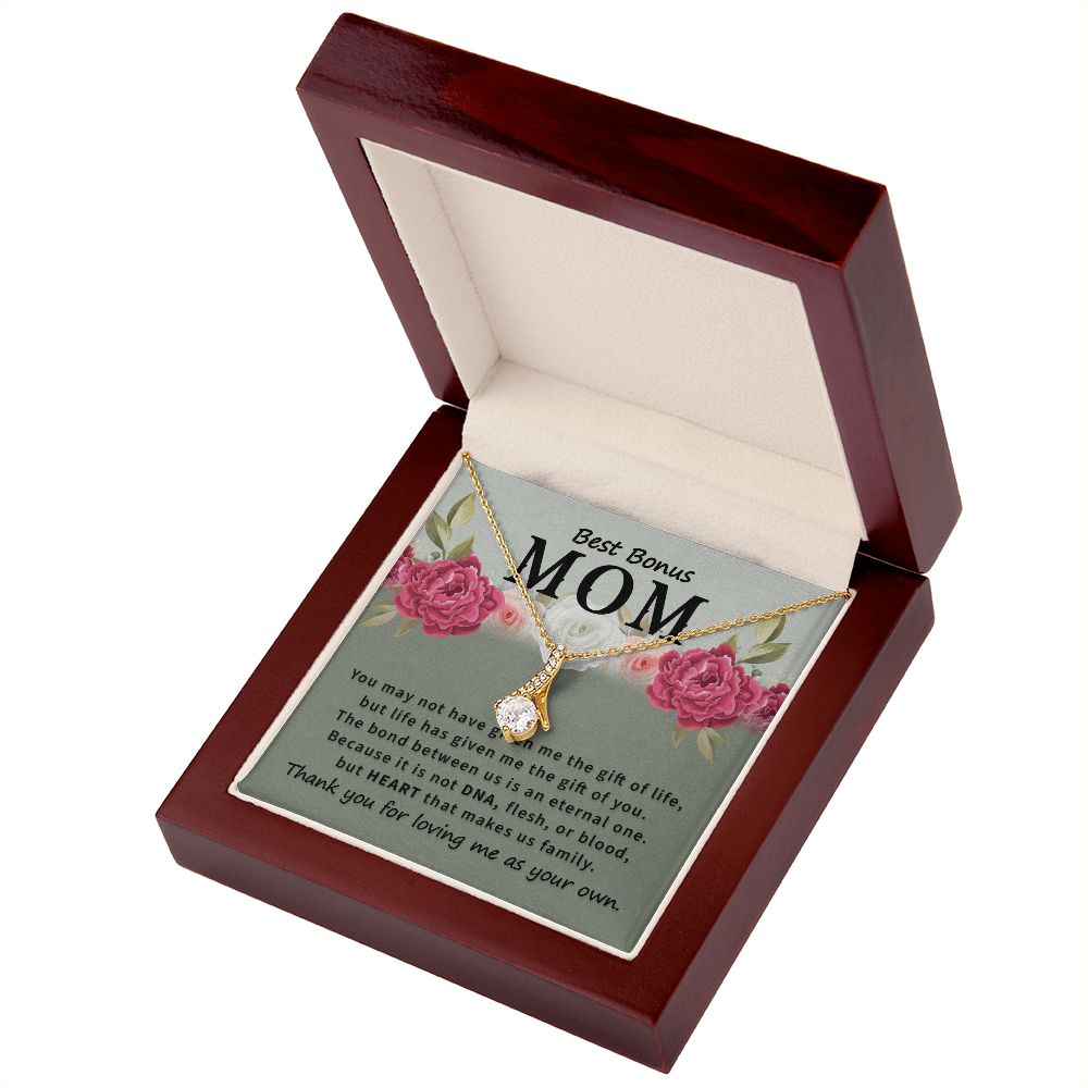 To Bonus Mom You May Not Have Alluring Ribbon Necklace Message Card-Express Your Love Gifts