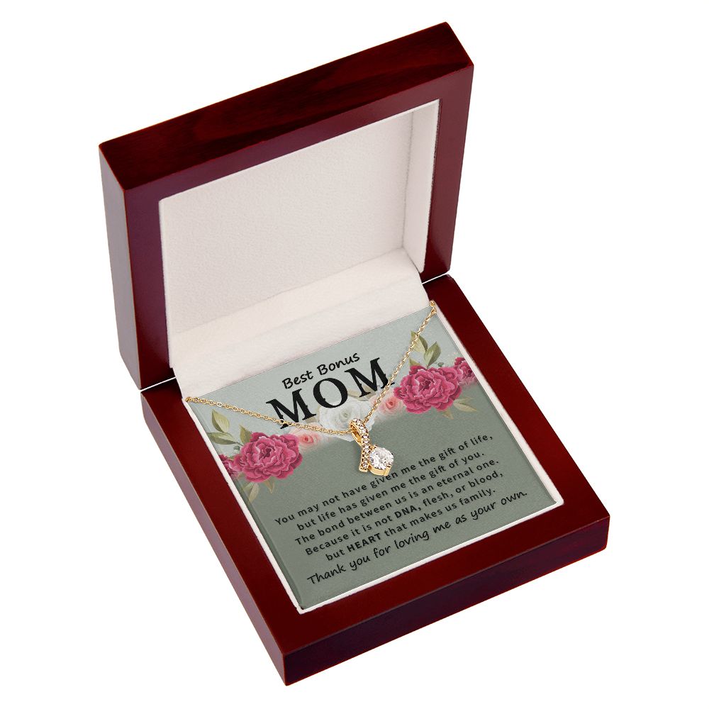 To Bonus Mom You May Not Have Alluring Ribbon Necklace Message Card-Express Your Love Gifts