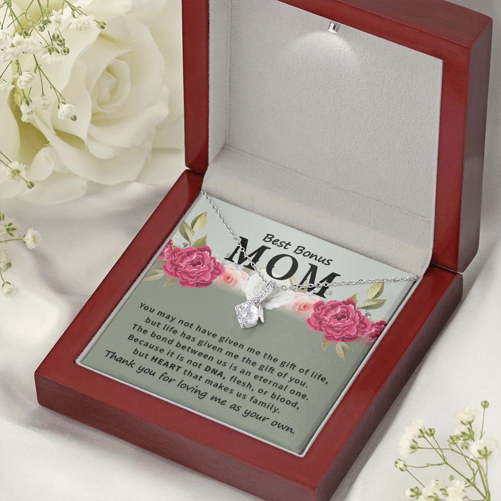 To Bonus Mom You May Not Have Alluring Ribbon Necklace Message Card-Express Your Love Gifts