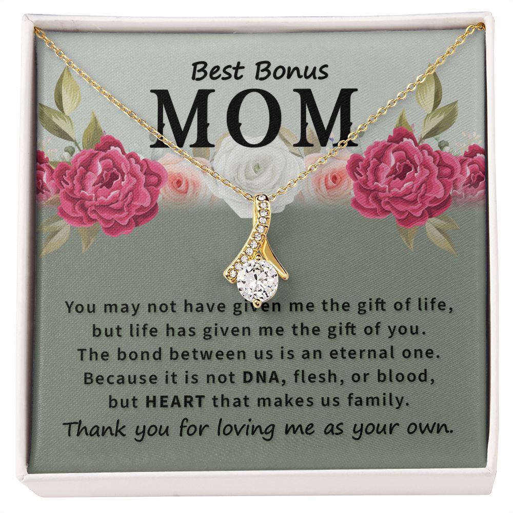 To Bonus Mom You May Not Have Alluring Ribbon Necklace Message Card-Express Your Love Gifts