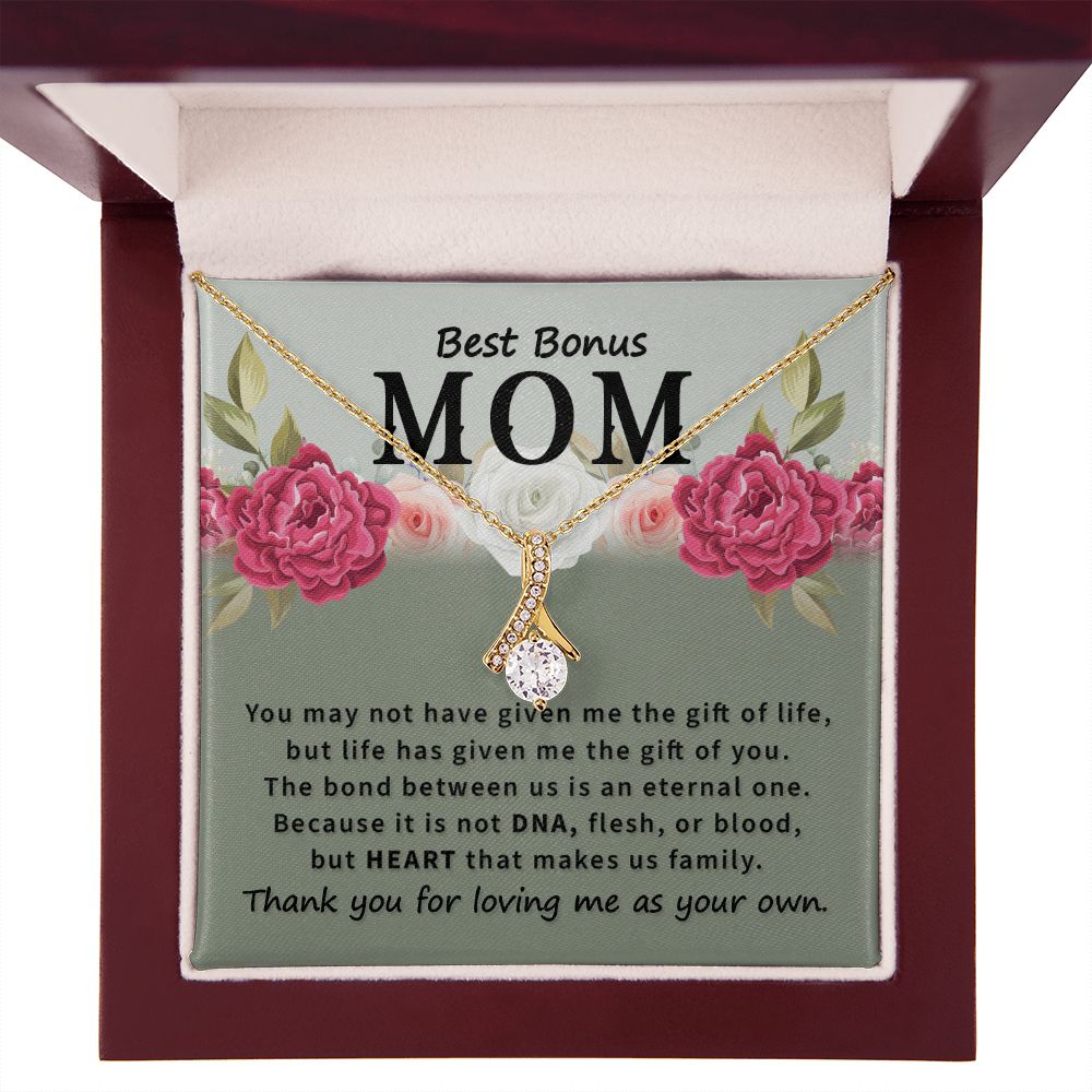 To Bonus Mom You May Not Have Alluring Ribbon Necklace Message Card-Express Your Love Gifts