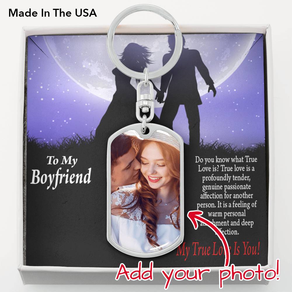 To Boyfriend From Girlfriend Personalized True Love Dog Tag Pendant Keychain Stainless Steel or 18k Gold-Express Your Love Gifts