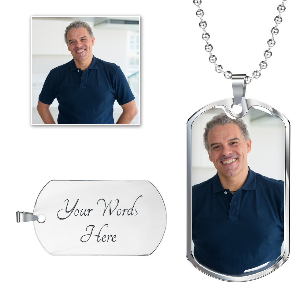 To Dad From Daughter Personalized I Got An Amazing Father Message Dog Tag Pendant Keychain Stainless Steel or 18k Gold-Express Your Love Gifts