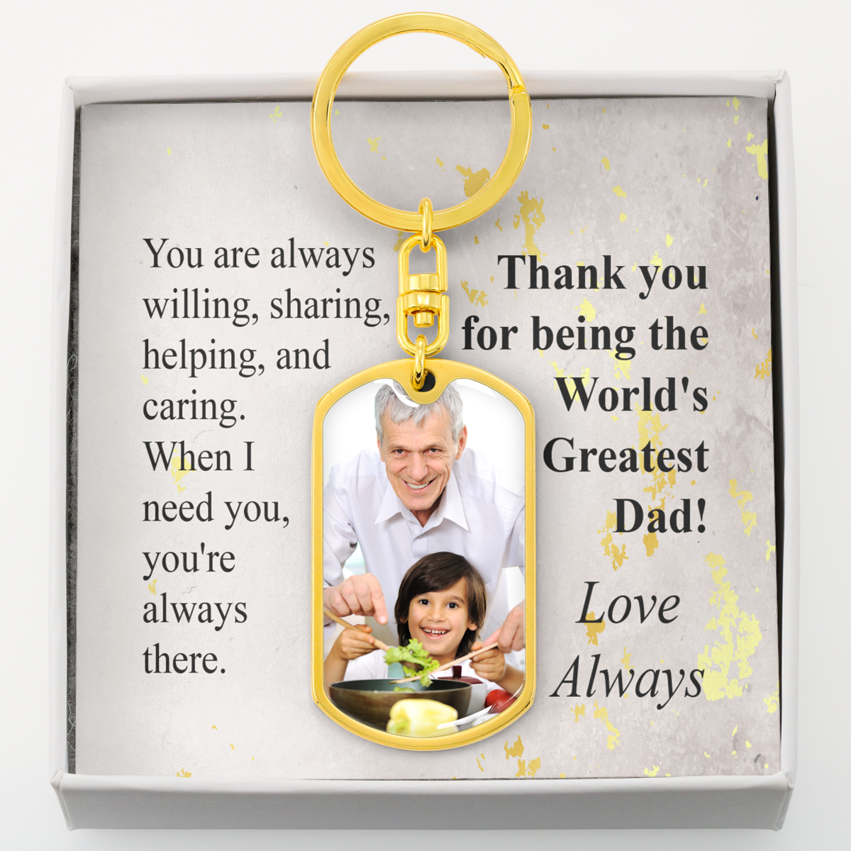 To Dad Personalized Definition Of Dad Message Dog Tag Pendant Keychain Stainless Steel or 18k Gold-Express Your Love Gifts
