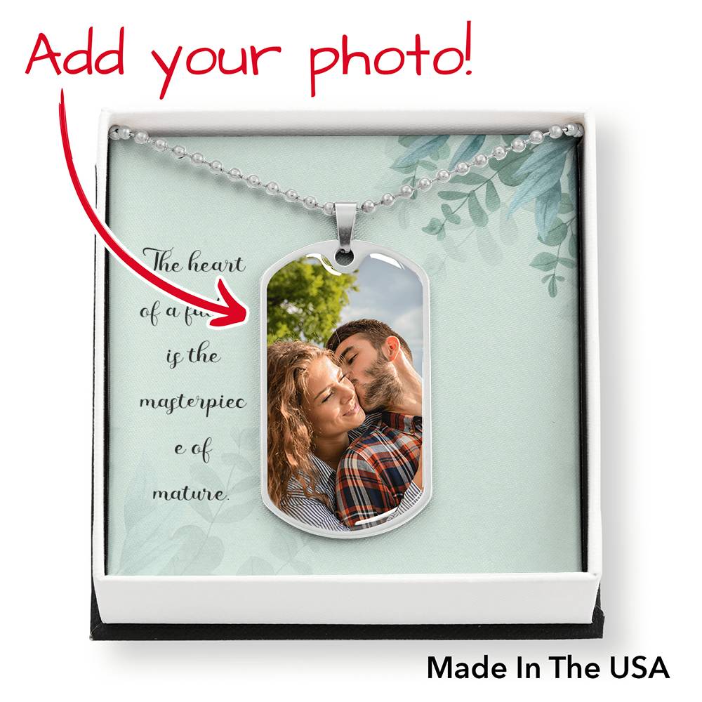 To Dad Personalized Heart of a Father Necklace Stainless Steel or 18k Gold Dog Tag W 24" Chain-Express Your Love Gifts