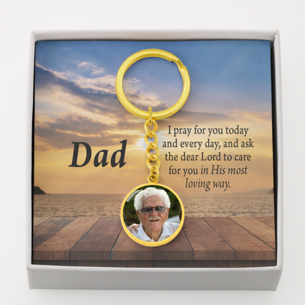 To Dad Personalized Memorial Remembrance I'm Praying For You Message Circle Keychain Stainless Steel or 18k Gold-Express Your Love Gifts