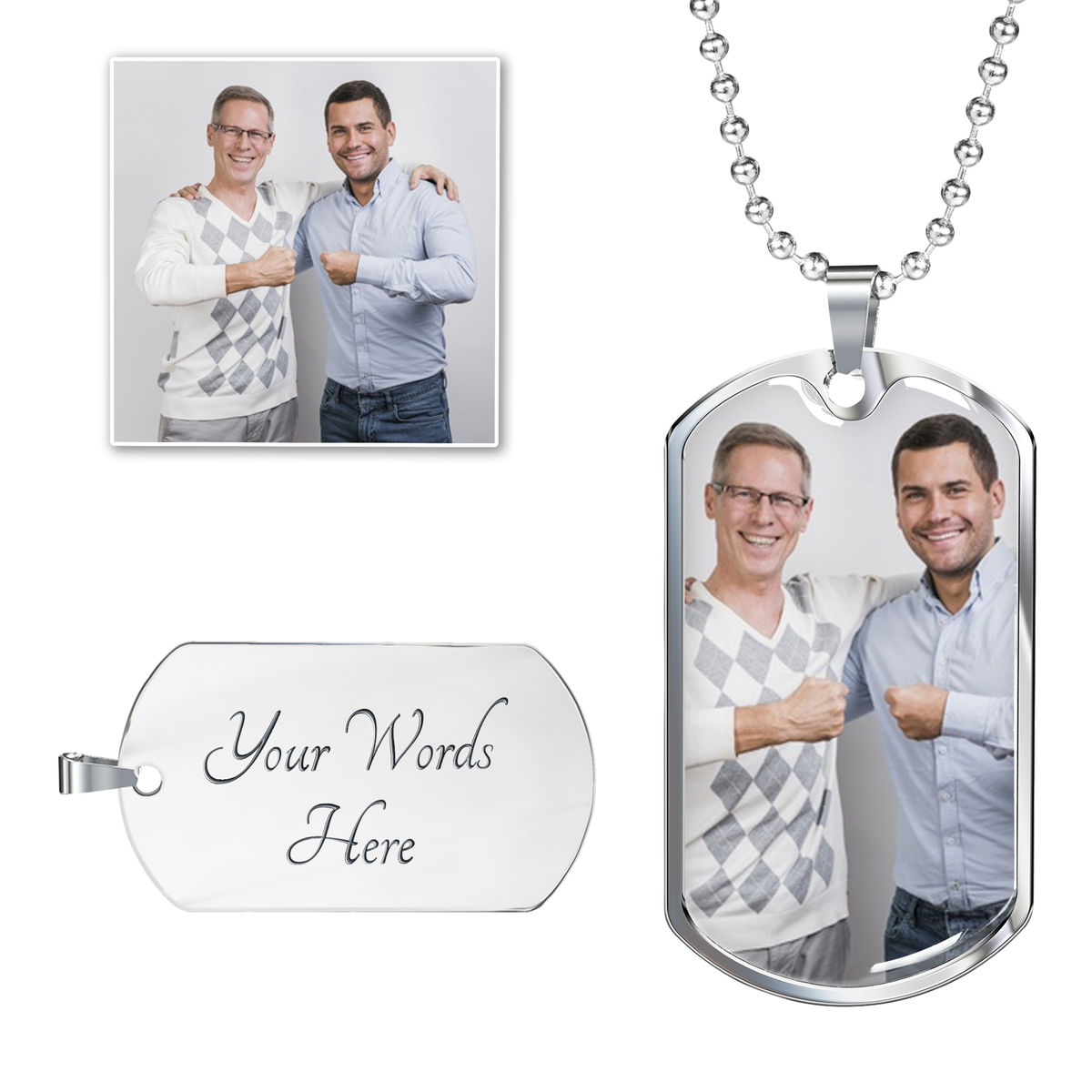To Dad Personalized Special Dad Message Dog Tag Pendant Keychain Stainless Steel or 18k Gold-Express Your Love Gifts