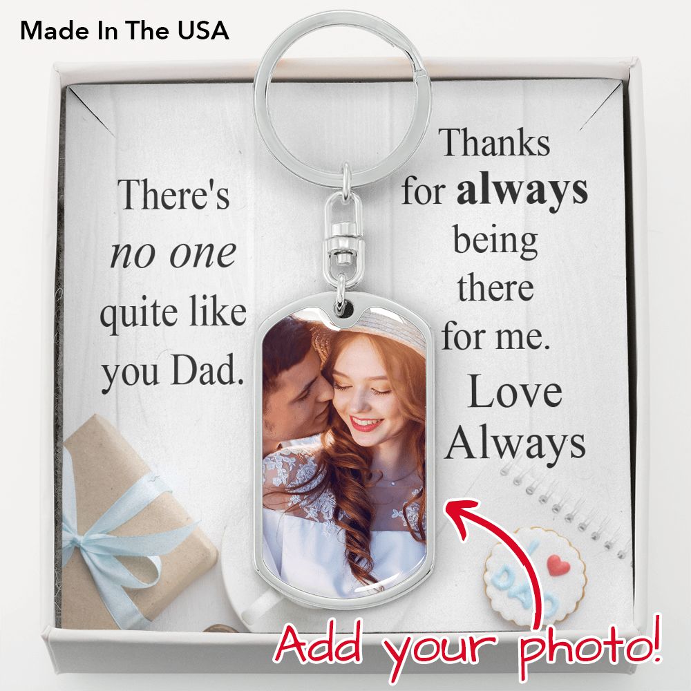 To Dad Personalized Super Dad Message Dog Tag Pendant Keychain Stainless Steel or 18k Gold-Express Your Love Gifts