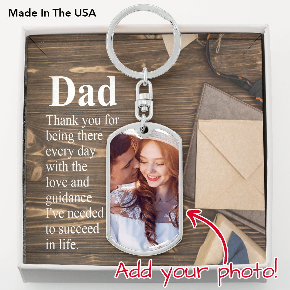 To Dad Personalized Thank You Message Dog Tag Pendant Keychain Stainless Steel or 18k Gold-Express Your Love Gifts