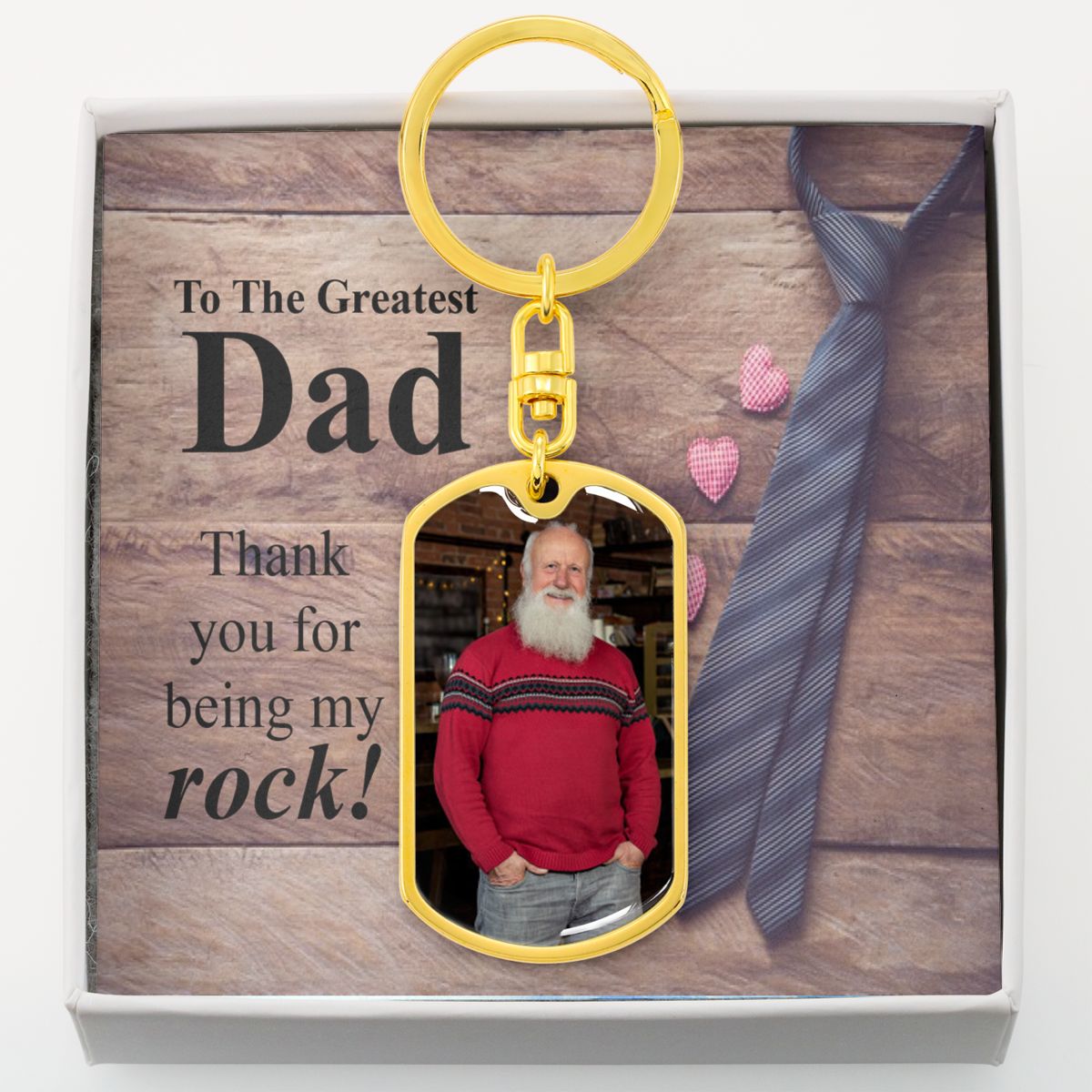 To Dad Personalized The Greatest Dad Message Dog Tag Pendant Keychain Stainless Steel or 18k Gold-Express Your Love Gifts