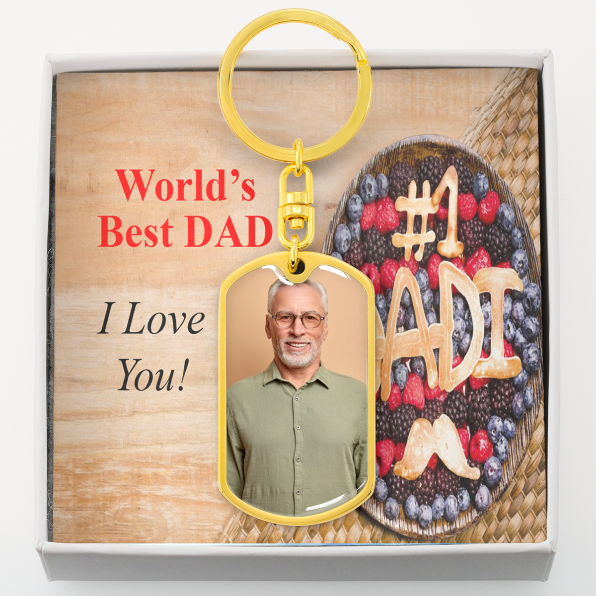 To Dad Personalized World's Best Dad Message Dog Tag Pendant Keychain Stainless Steel or 18k Gold-Express Your Love Gifts