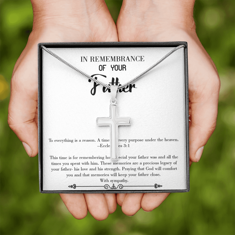 To Everything is a Reason Dad Memorial Gift Dad Memorial Cross Necklace Sympathy Gift Loss of Father Condolence Message Card-Express Your Love Gifts