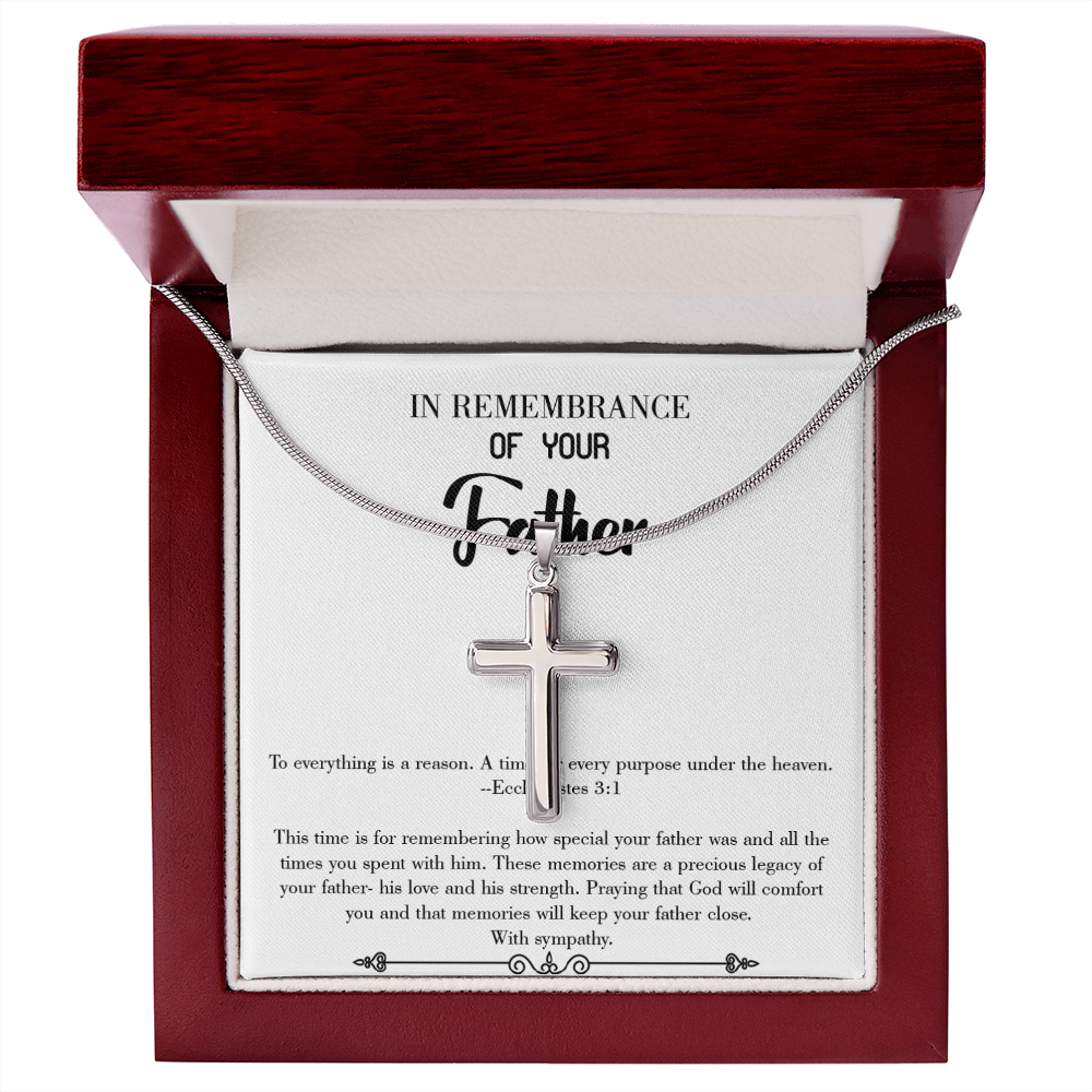 To Everything is a Reason Dad Memorial Gift Dad Memorial Cross Necklace Sympathy Gift Loss of Father Condolence Message Card-Express Your Love Gifts