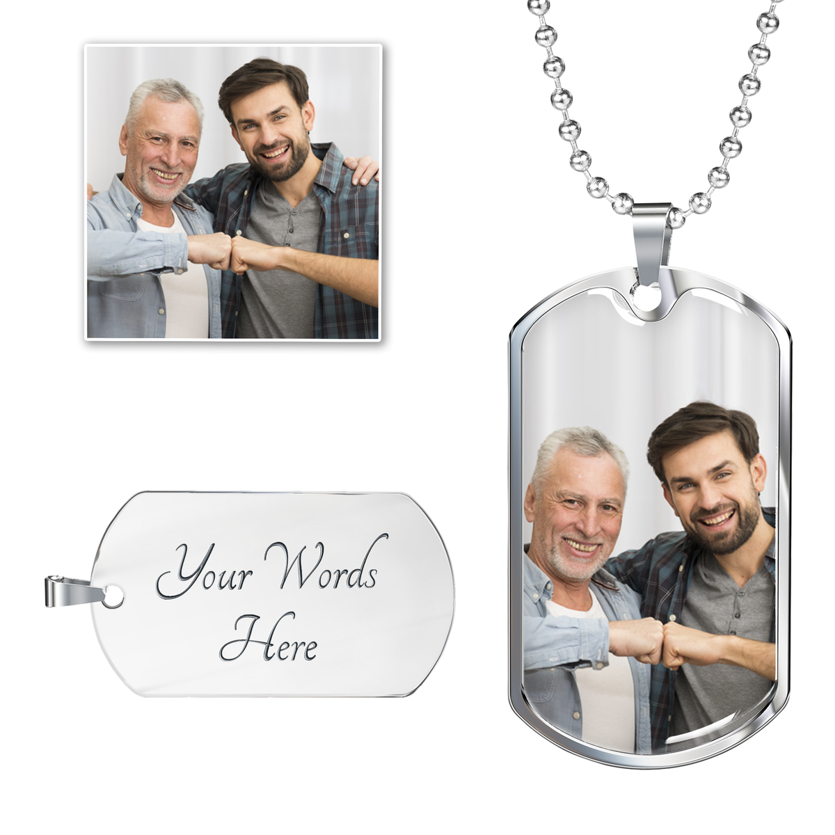 To Father-In-Law Personalized I'd Choose You As A Friend Message Dog Tag Pendant Keychain Stainless Steel or 18k Gold-Express Your Love Gifts