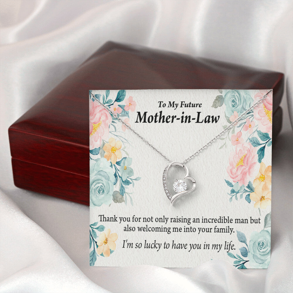 To Future Mother-in-Law Thank You For Welcoming Me Forever Necklace w Message Card-Express Your Love Gifts